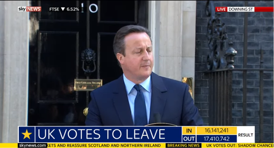 英国首相卡梅伦宣布辞职