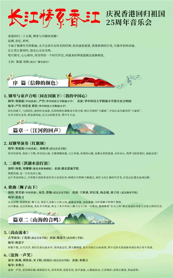 6月28日19:30直播，“长江情系香江”庆祝香港回归祖国25周年音乐会