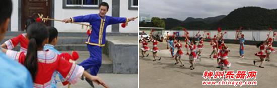 下坝岩底苗族长竹舞