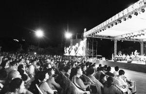 市民在沈水湾公园里观赏音乐会